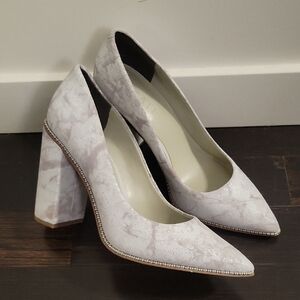 1.STATE White Marble Women's Heels
